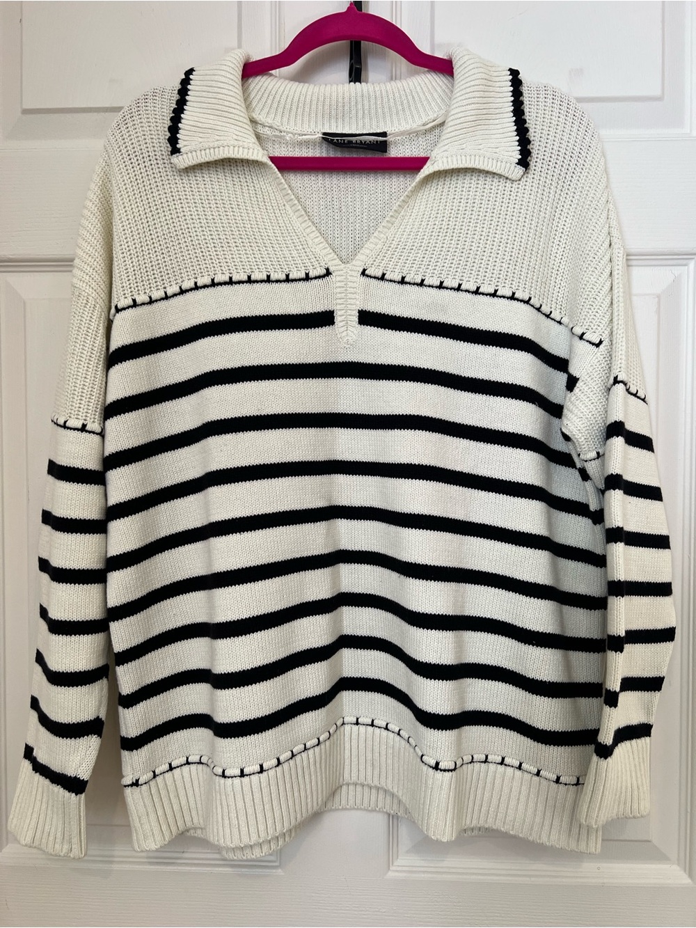 Lane Bryant Cream Ribbed Crew Sweater
